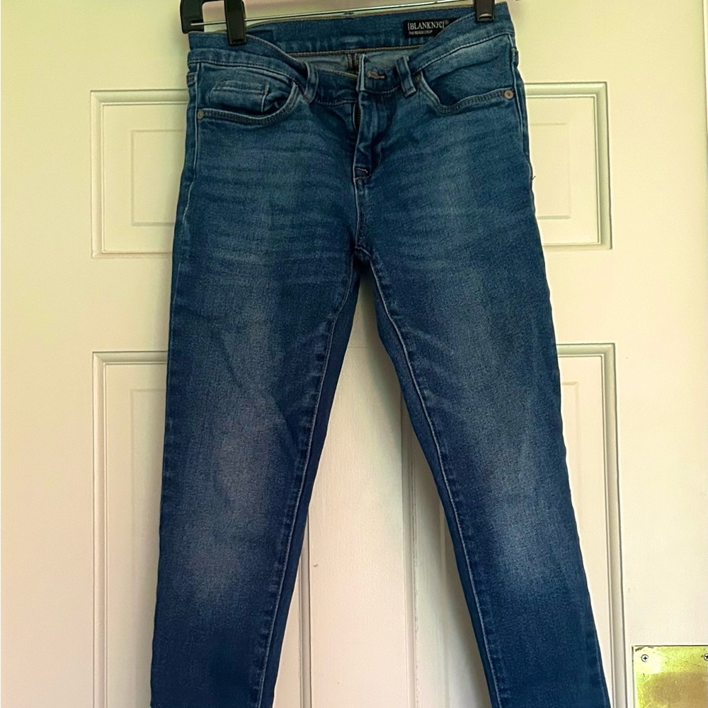 Blank NYC The Reade Crop Skinny Jeans, medium blue wash, size 24